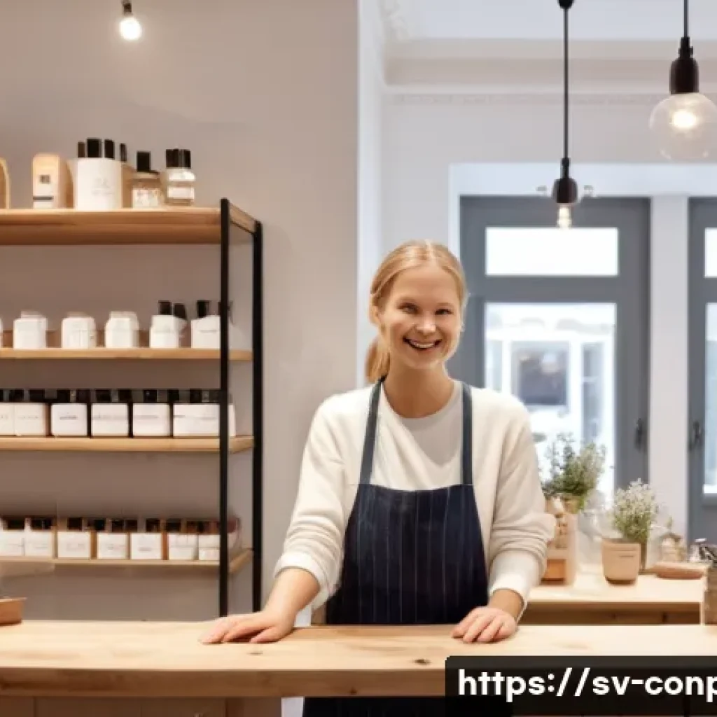 감정적 경험과 고객 충성도 - A warm and inviting small Swedish boutique shop interior, featuring cozy wooden shelves filled with ...
