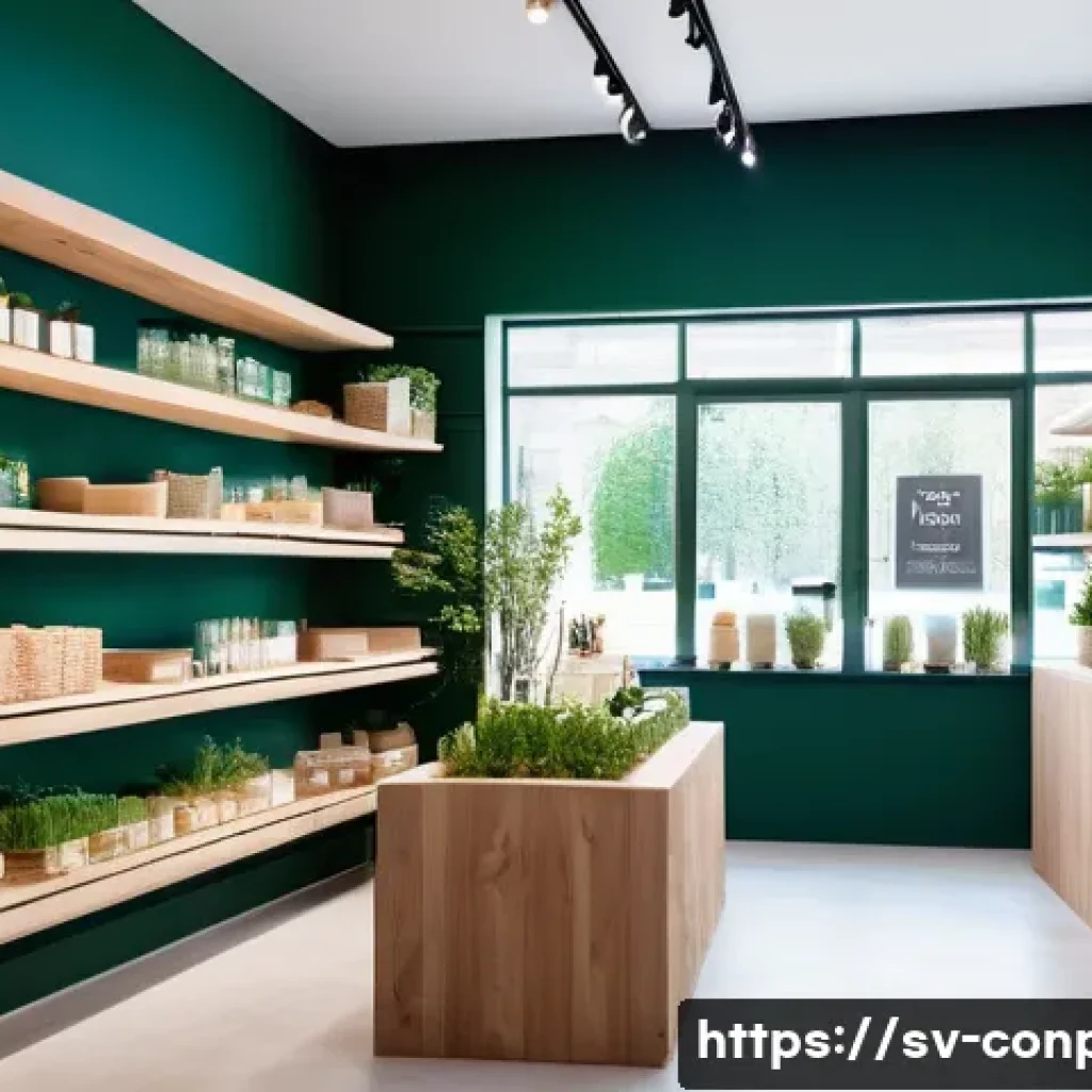 감정적 트리거와 소비자 의사결정 - A cozy Scandinavian retail store interior bathed in soft natural light, featuring shelves with eco-f...